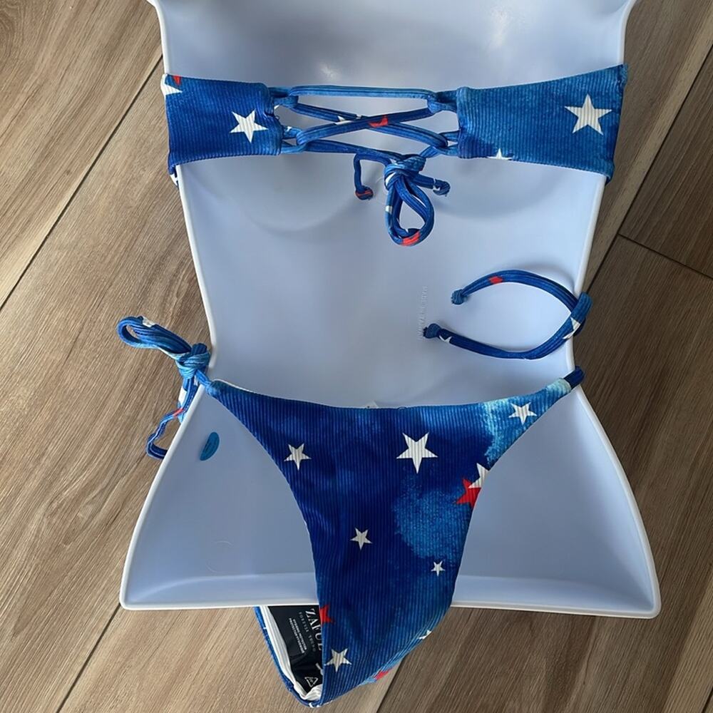 Zaful Bikini Set Red , White and Blue Stars NWT - Picture 2 of 3